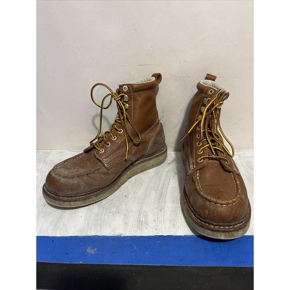 ROCKROOSTER MENS WEDGE WORK BOOTS SIZE 9 Brown Worn